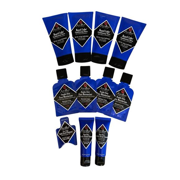 Jack Black Skincare Cleanser Beard Lube Moisturizer Lot Of 11 Travel Sample Size